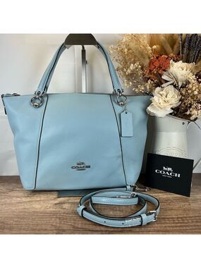 Coach Kacey Satchel Bag C6229 Sky light‎ Blue Pebble Leather Tote Crossbody